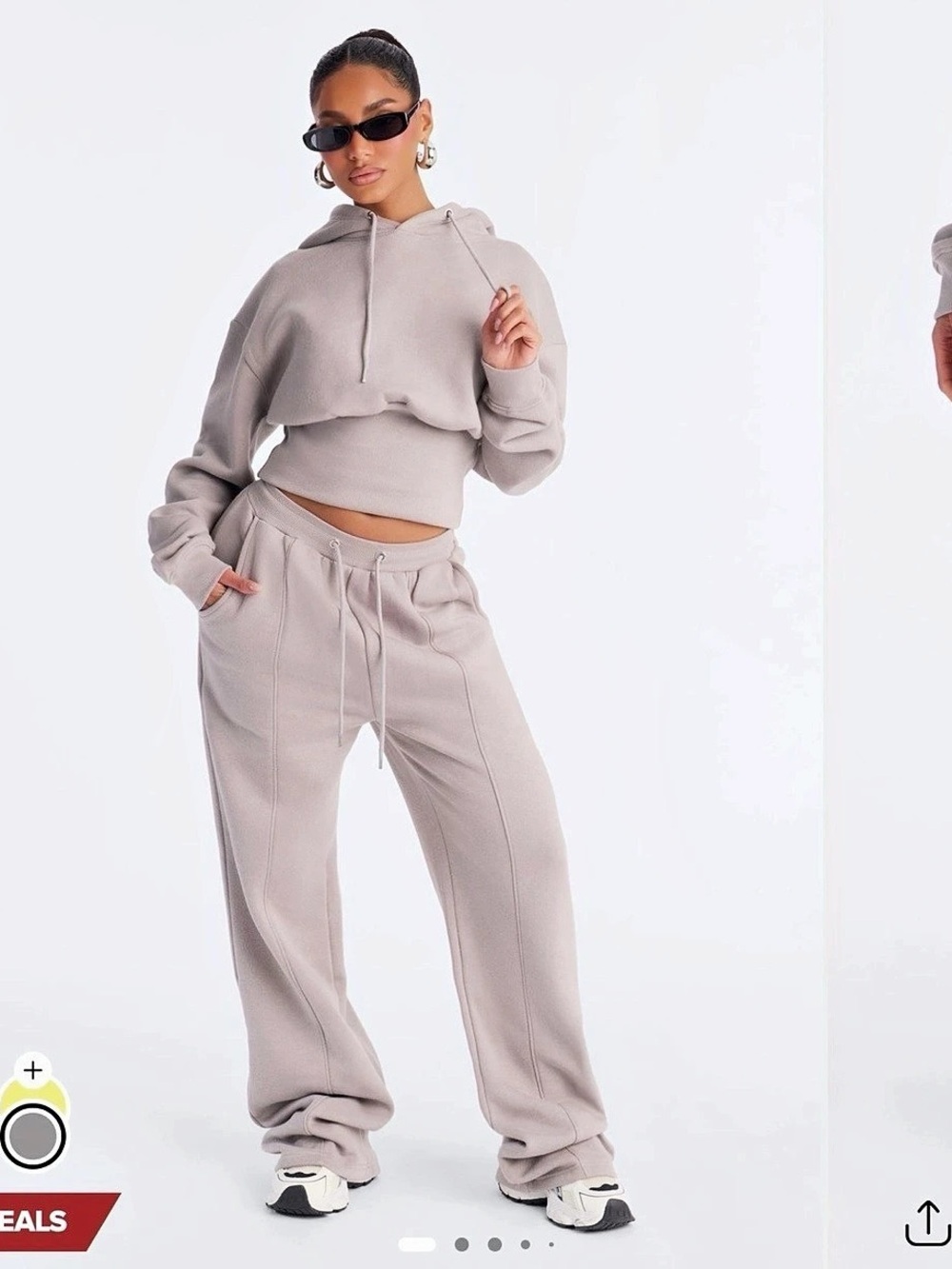 NWT Fashion Nova Grey Sweatpants Set (M Top / L Bottom)